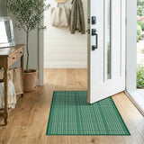 Green White Gingham Checkered Rustic Farmhouse Area Rug