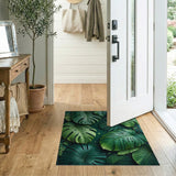 Boho Chic Lush Monstera Leaves Green Area Rug