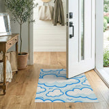 Whimsical Cartoon Clouds Blue Area Rug