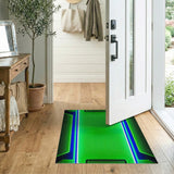 Green Neon Green Cyber Circuit Geometric Area Rug