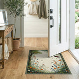 Vintage Floral Meadow Rug with Butterflies