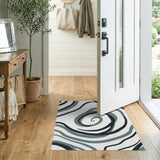 Abstract Area Grey Grey Swirl Abstract Area Rug