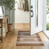 Modern Brown Tan Geometric Stripe Area Rug
