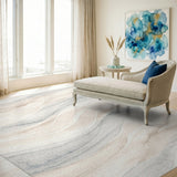 Beige Wavy Abstract No. 7 Area Rug