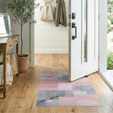 Pink Grey Marble Geometric Area Rug