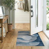 Abstract Blue Waves Area Rug