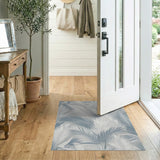 Grey Palm Frond Area Rug
