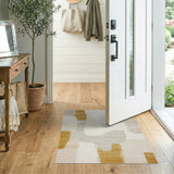 Abstract Beige Ochre Area Rug