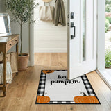 Hey Pumpkin Black Gingham Halloween Rug