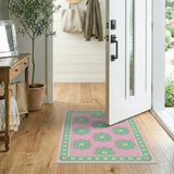 Pink Green Floral Persian Area Rug