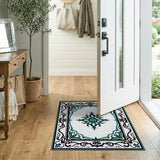 Teal Black Persian Star Medallion Area Rug