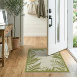 Cream Base Green Fern Border Area Rug
