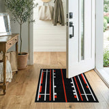 Bold Red White Geometric Modern Area Rug