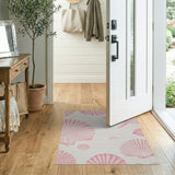 Pink Seashell Coastal Coastal Beach Area Rug