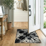 Distressed Black Ink Splatter Area Rug