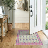 Floral Traditional Persian Pink Floral Persian Area Rug