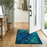 Majestic Teal Octopus Coastal Area Rug