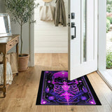 Neon Cyber Skull with Guns Purple Rug