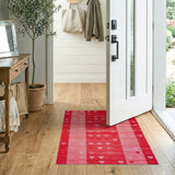 Ombre Red Hearts Striped Area Rug