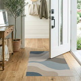 Blue and Teal Abstract Blue Wave Area Rug