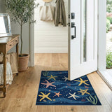 Starfish Ocean Waves Blue Area Rug