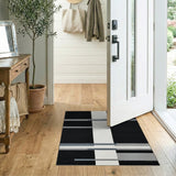 Modern Black White Geometric Area Rug