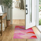Pink Vibrant Pink Wave Abstract Area Rug