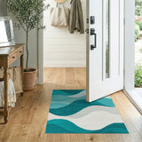 Teal Wave Layers Abstract Area Rug