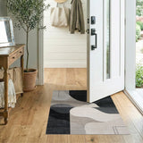 Modern Geometric Abstract Black White Area Rug