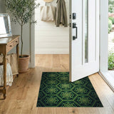 Emerald Green Hexagon Mandala Area Rug