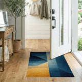 Blue and Teal Navy Teal Geometric Abstract Area Rug