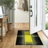 Yellow Halftone Grid Geometric Area Rug