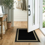 Gold Framed Black Geometric Area Rug