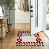 Red Polka Dot Border Area Rug