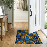 Blue Gold Arched Moroccan Tile Rug