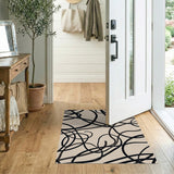 Black and White Abstract Black Swirl Area Rug