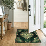 Green Peacock Mandala Area Rug