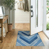 Modern Blue Chevron Geometric Area Rug