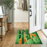 Green Cactus Sunset Southwestern Area Rug