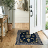 Navy Blue Gold Medallion Persian Rug