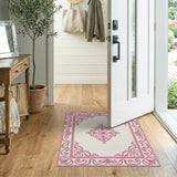 Pink Pink Ornate Medallion Area Rug
