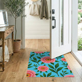 Multi-color and Patterns Vibrant Pink Peony Floral Area Rug