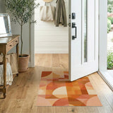 Modern Orange Geometric Circle Area Rug