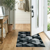 Modern Stacked Cubes Black White Area Rug