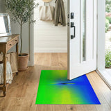 Vibrant Green-to-Blue Radial Wave Area Rug