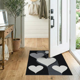 Layered Hearts Black White Area Rug