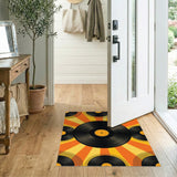 Retro Black Vinyl Records Orange Area Rug