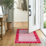 Pink Heart Border Area Rug