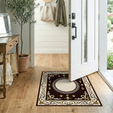 Ornate Gold Fleur-de-Lis Medallion Rug