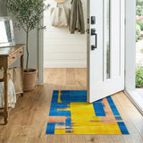 Multi-color and Patterns Vibrant Geometric Blue Yellow Abstract Area Rug